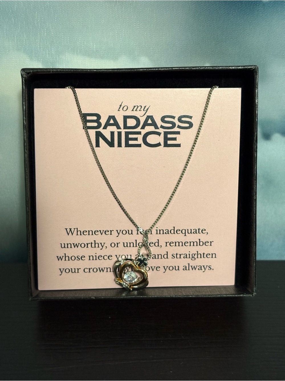To My Badass Niece Pink Edition Luxe Crown Necklace Sterling silver crown. NIB